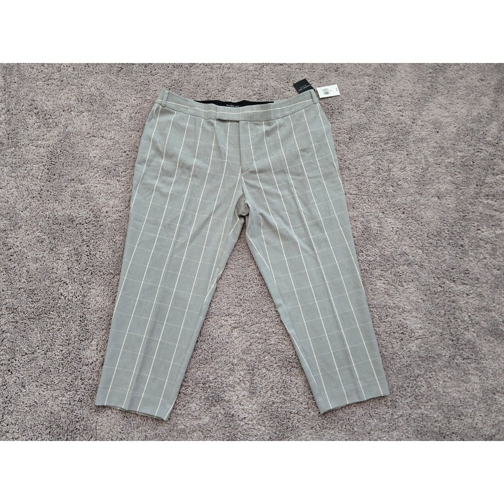 Rachel Roy Collection Capri Pants Womens 20W Gray Check PLUS Size Flat Front